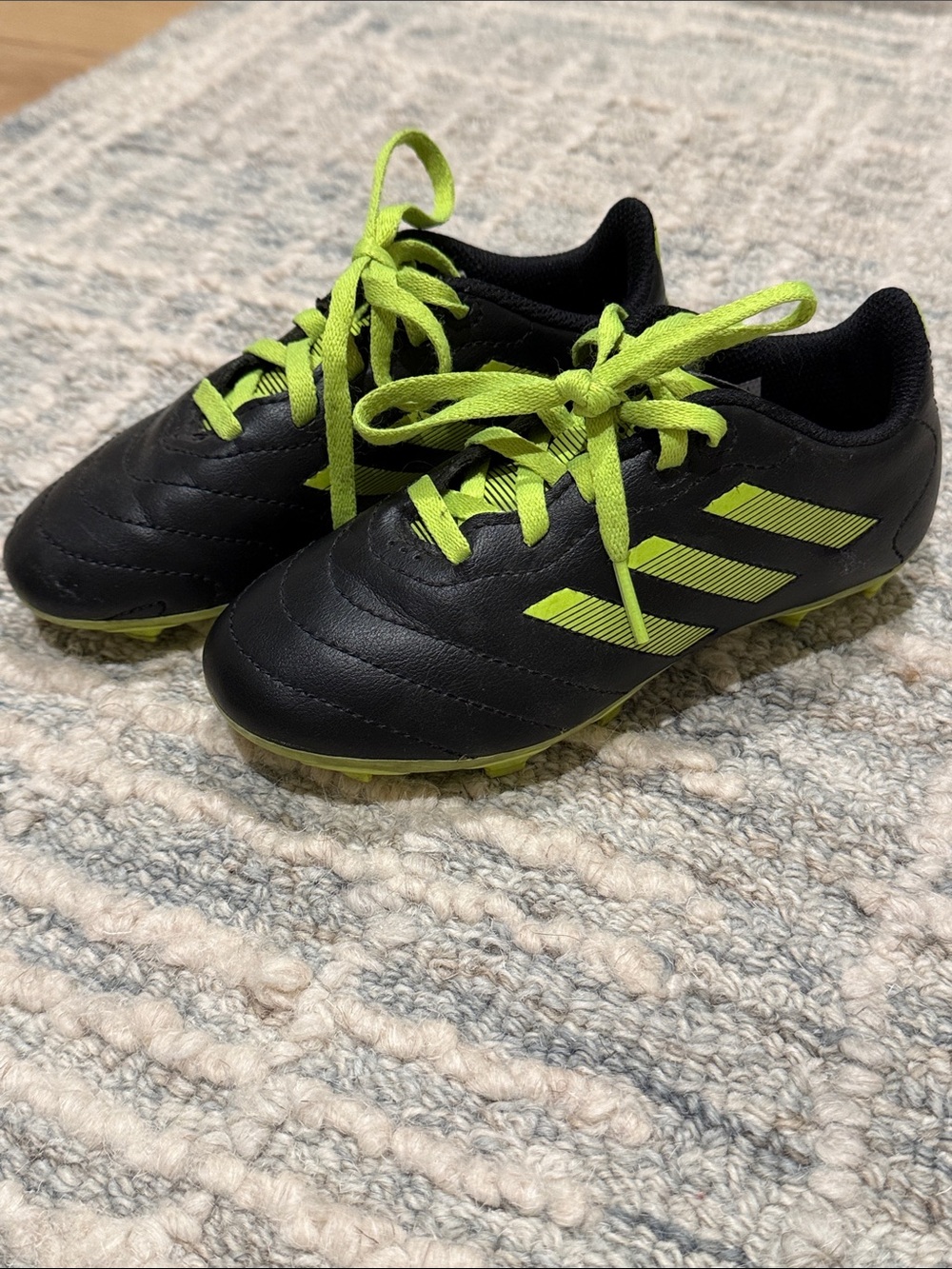 adidas Kids Black and Neon Yellow Soccer Shoes